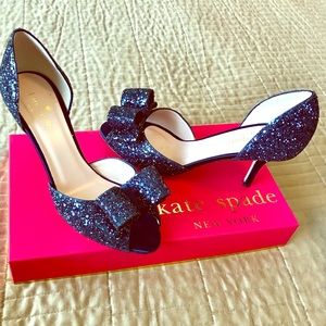 Kate Spade Navy Peep Toe D’Orsay Glitter Pumps